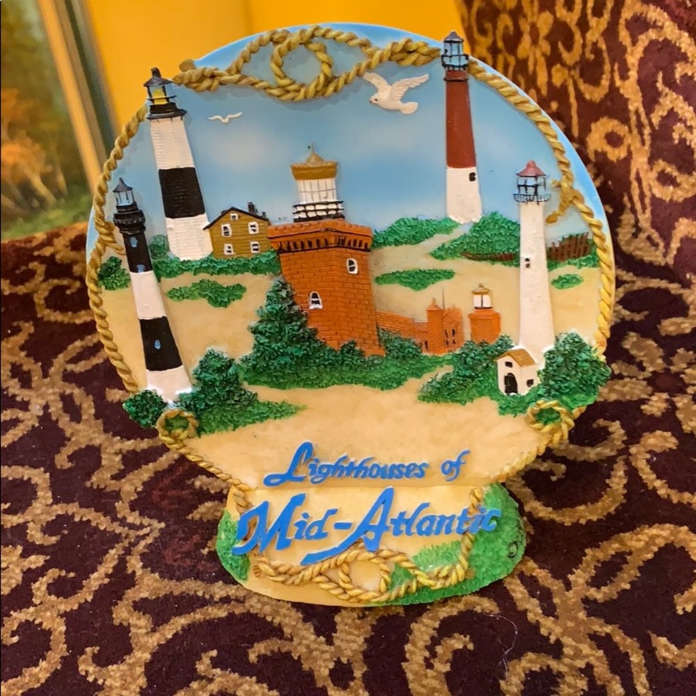 Lighthouses of mid Atlantic nautical shelf decor.